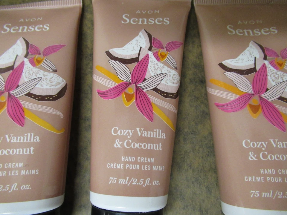 Acogedora crema de manos de vainilla y coco Avon Senses lote de 6 tubos 2,5 fl oz Ea Foto 2 de 4