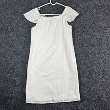 J.Crew White Cotton Eyelet Off Shoulder Shift Dress XXS Flutter Sleeve Mini