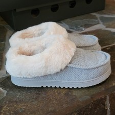 Dearfoams Women's Slippers L 9-10 Gray Indoor/Outdoor Cush Insole Hard Outsole