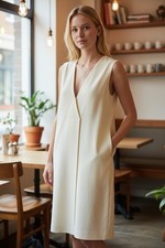 Vince Front Pleat Sleeveless Shift Dress S Pockets capsule minimalist luxury