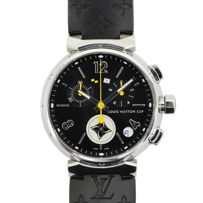 Louis Vuitton Tambour Q11BG 39mm Stainless Steel、 Black Dial Watch #UW391