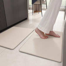 COLOR&GEOMETRY Kitchen Rug Set Anti-Fatigue Cushioned Non-Skid Mats – Beige 17x2