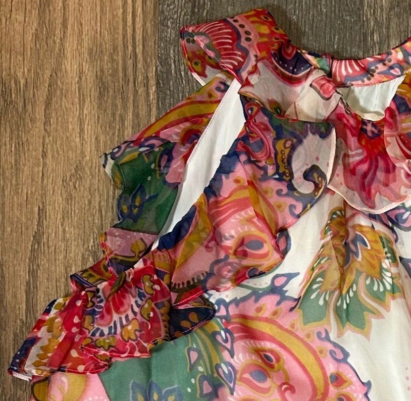 Zimmermann The Lovestruck 100% Silk Paisley Ruffle Blouse Women's Size 0 - EUC!