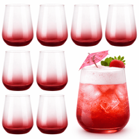 TrinkgläSer 8Er GläSer Set WassergläSer Wasserglas Trinkglas Smoke Rot 450Ml