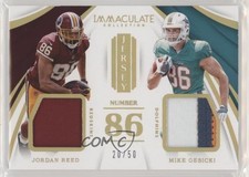 2018 Panini Immaculate Dual Jersey Numbers 20/50 Jordan Reed Mike Gesicki 1u6