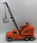 Vtg 1960's Tonka Mobile Clam Crane Truck Orange Pressed Steel Original