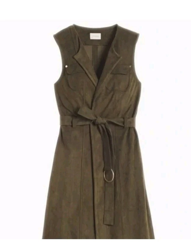 Chico's Faux Suede Vest Wrap Belted Sleeveless Tunic Long Jacket Sz 2 (US L/12) - Image 3 of 4