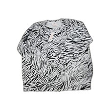 Sundry Drapery Zebra Crew Neck Pullover Sweatshirt Black White Fleece 3/L Nwt