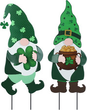 St. Patrick's Day Outdoor Gnome Garden Stakes - 2 Pack Metal Decorations