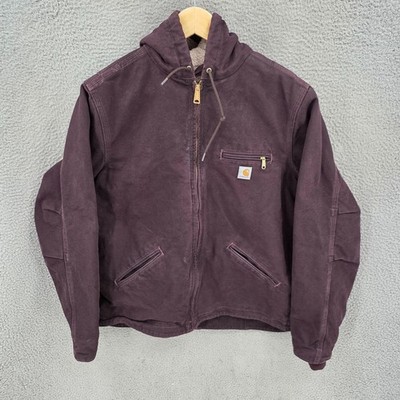 Carhartt Jacket Womens Large Purple Sandstone Sierra Sherpa Lined Wine WJ141 DWN