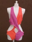 EXC 1980s WET N WILD BARBIE Doll Vintage 1989 PINK ORANGE TIE BACK SWIMSUIT 4103
