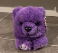 Vintage Puffkins VIOLET the Purple Bear 4" Plush Stuffed Animal Toy Swibco