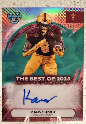 #ad 2025 Bowman U Best Kanye Udoh Best Of 2025 Teal Auto 15 Arizona State $79.00