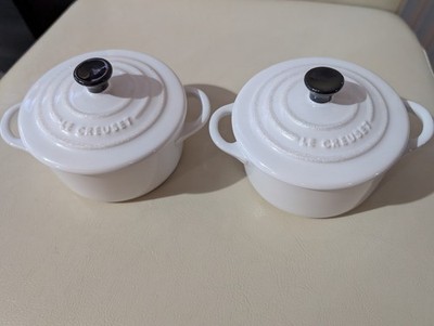 Le Creuset Mini Cocotte 2er Set weiß Glitzer Deckel Limited Edition Steingut