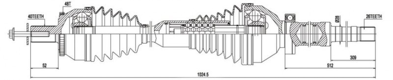 Cardan avant droit neuf pour Volvo XC90 I phase 1 et 2