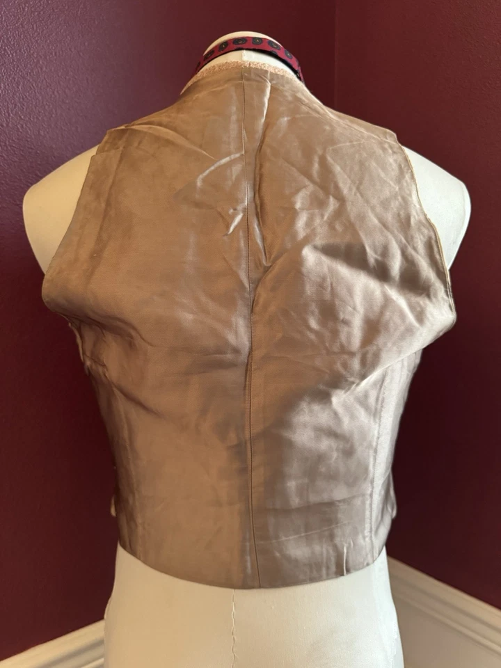 Около 1930-х тяжелый твидовый жилет с четырьмя карманами ~38R винтажный пошив - Изображение 4 из 4