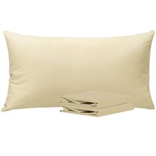 2 Pack King Size Pillowcases, Brushed Microfiber, Stain Resistant, Beige