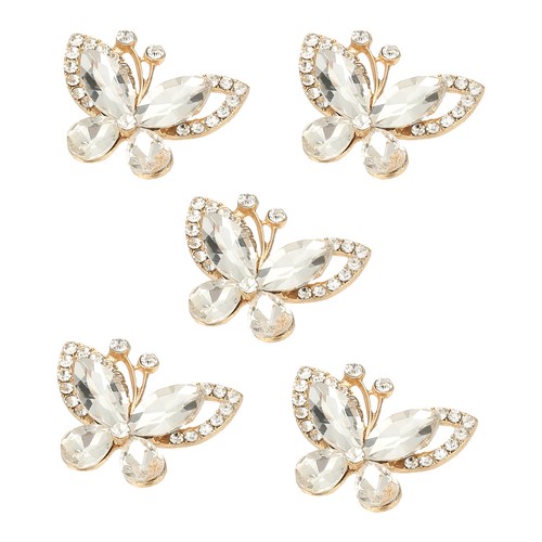 5Pcs Butterfly Rhinestone, Crystal Butterflies for Crafts, Clear