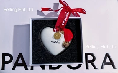 Nuevo Pandora 2025 Corazón Blanco Con Sombrero Rojo Papá Noel Árbol de Navidad Adorno 🎄