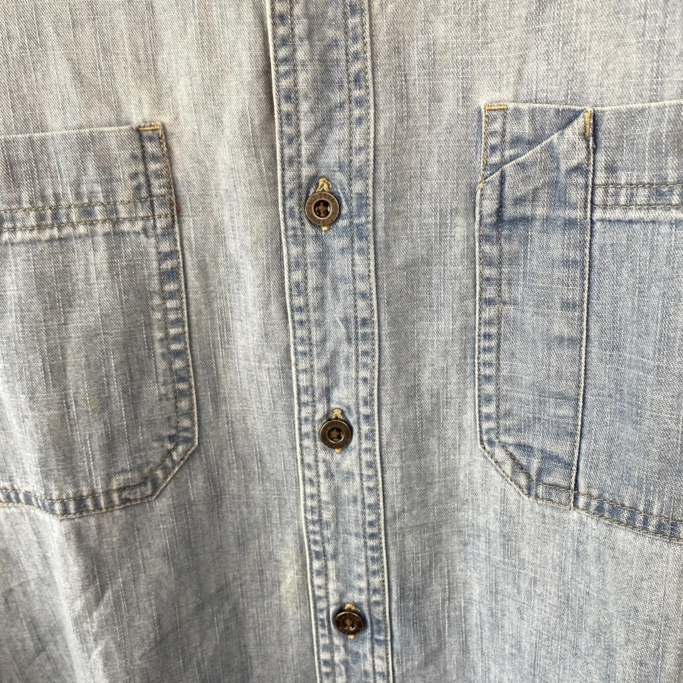 LL Bean Shirt Mens Extra Large Blue Denim Button Down Casual Pockets Outdoors - Image 3 of 4