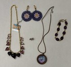 5 Pc Purple Costume Jewelry Lot Murano Glass Necklace Bracelet Earrings — photo 1