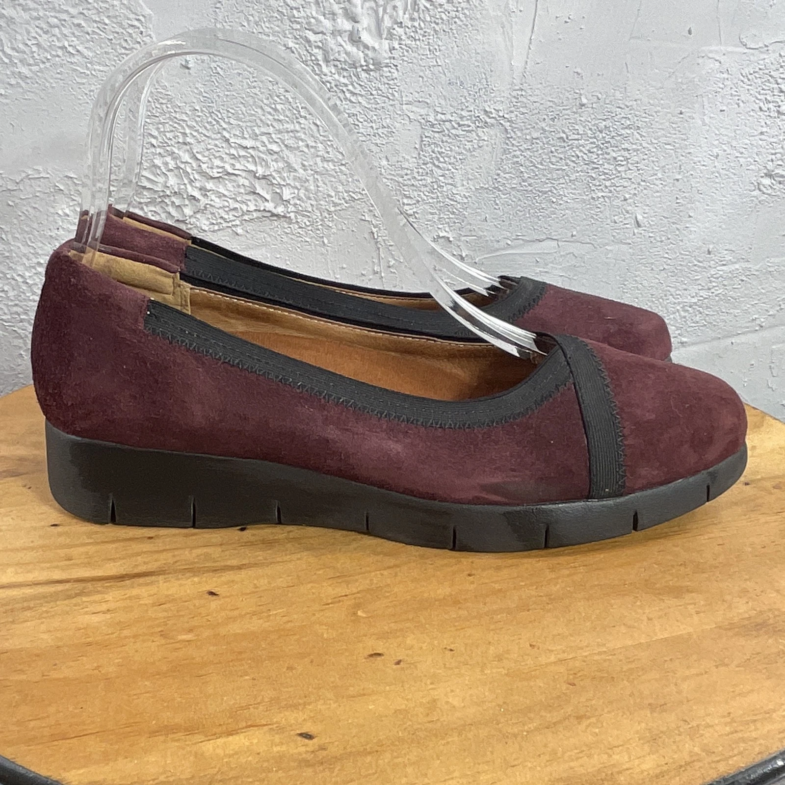Scarpe Clarks donna 8 bordeaux scamosciate slip on comode suola ammortizzata comode