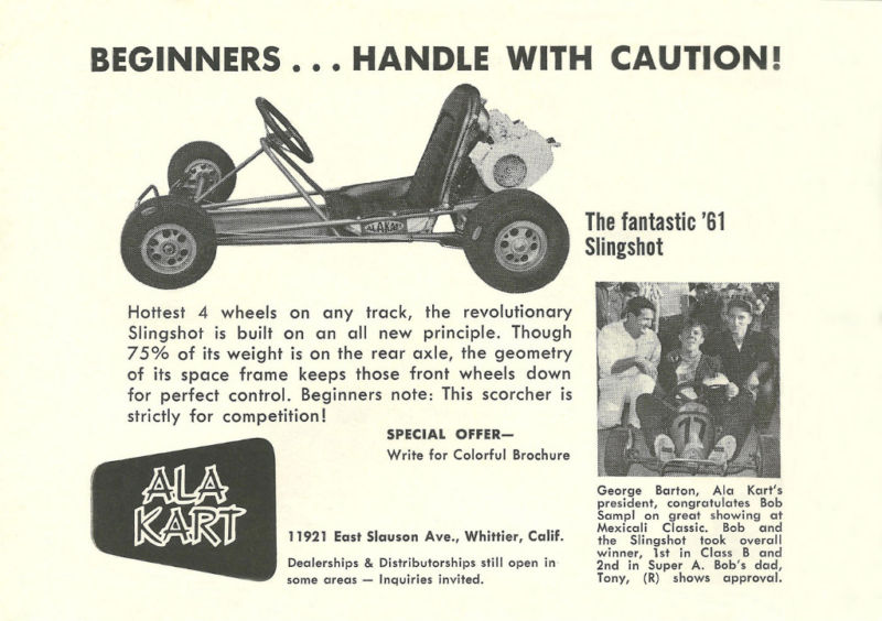 Vintage And Rare 1961 Ala Kart Slingshot Go-Kart Ad | eBay