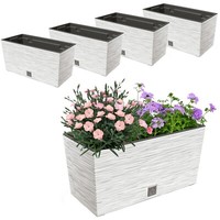 4X Blumenkasten MeißEl Balkonkasten Pflanzkasten Weiß 12L 39,5 Cm Mit Einsatz 8L