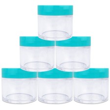 Beauticom 6 PCS 30G/30ML Clear Plastic Refillable Jars with Teal Lids