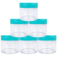 Beauticom® (6 PCS) 30G/30ML Clear Plastic Refillable Jars with Teal Lids