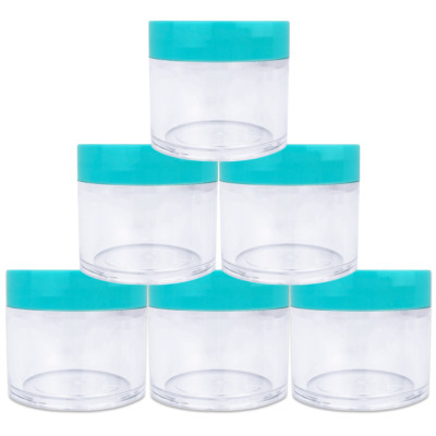 Beauticom  (6 PCS) 30G/30ML Clear Plastic Refillable Jars with Teal Lids