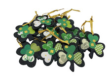 AGD St Patricks Decor - Modern Prim Shamrock Ornaments 12pc