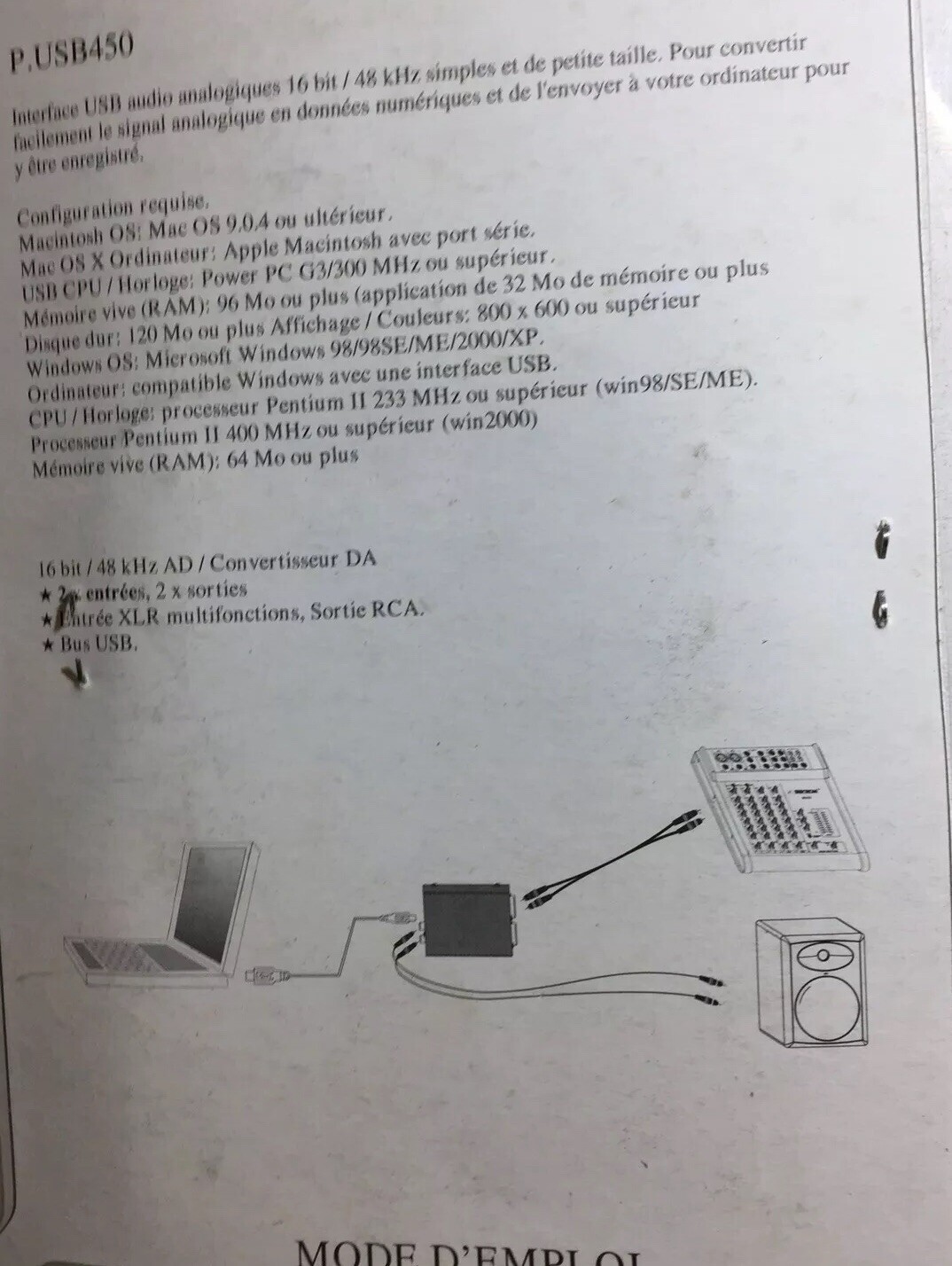Convertisseur USB/RCA Power Pusb 450 interface A/D pour numérisation audio - 2