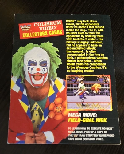 WWF Doink the Clown 1994 Coliseum Video Promo Raw Wrestling Collector Card wwe
