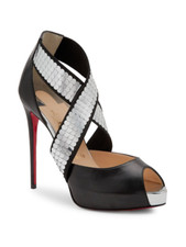 100% AUTHENTIC NEW WOMEN LOUBOUTIN XILETTA 120 CRISSCROSS PUMPS/HEELS US 10.5