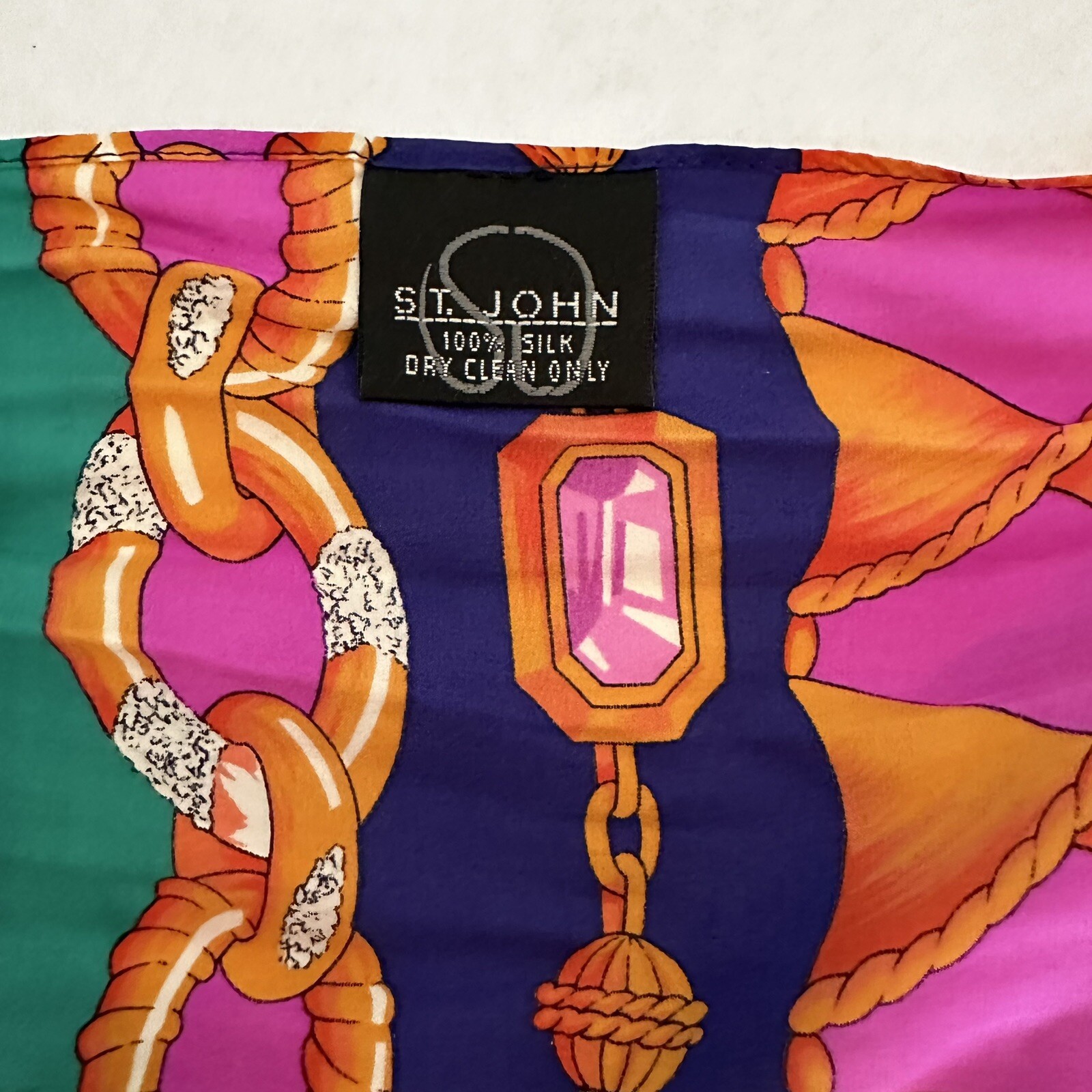 St. John Vibrant Print Rectangular Silk Scarf - H… - image 2