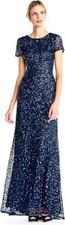 Adrianna Papell Women's Short-Sleeve All Over Sequin Gown Dress, 4