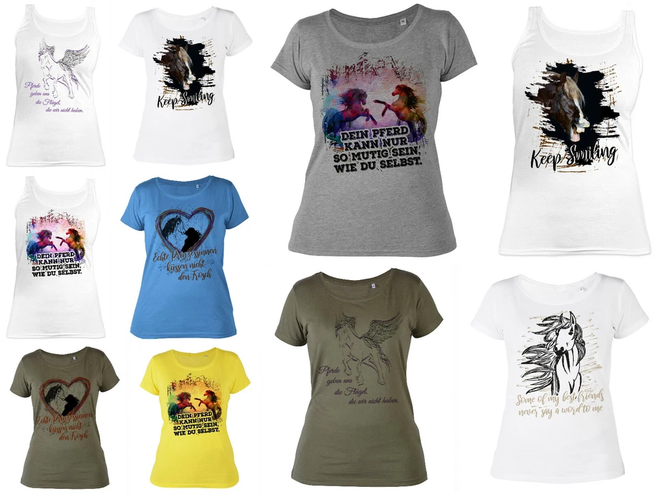 TINI - SHIRTS Pferde Sprüche Damenshirt - Motiv / Spruch Reiter Weisheiten buntes Shirt Pferd