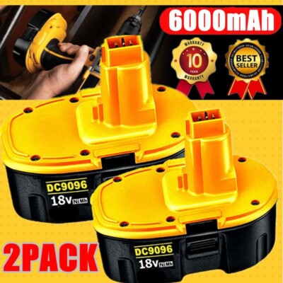 2PACK 18V For Dewalt 18 VOLT 6.0Ah DC9096 DC9098 NiMh Battery DC9099 Replacement
