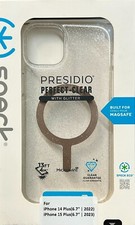 Speck Presidio Perfect-Clear Gold Glitter MagSafe Case iPhone 15 Plus/14 Plus