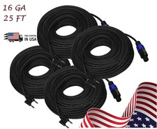 4x EMB SPEAKON TO DUAL BANANA- 16 GAUGE 25 FT PREMIUM PA SPEAKER CABLE