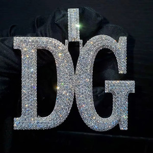 Authentic 4 Ct Round Real Moissanite Party Wear Custom Name Pendant 14k White Gold Plated