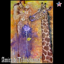 Giraffe Painting Safari Animals Savana Floral Silhouette Drawing Decor Wall Art