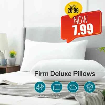 Pack of 2 Extra Filled Pillow Hotel Quality Firm Deluxe Soft Pillows NightSleep
