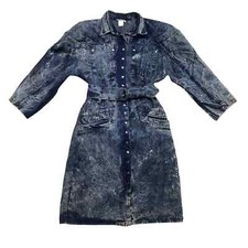 Vintage 1980's Acid Washed Denim Dress Rare Blondie and Me Size 13 918A
