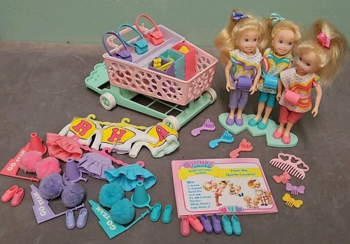 Vtg Rare 1991 Tyco Quints Cousins Hearts 3 In 1 Babysitter Cheerleader & Cart