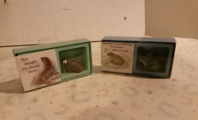 Americard Seal Frog lot 2 1980s American Greetings Gifts Good Wishes figurine