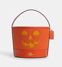 Coach Trick Or Treat Bucket In Signature Canvas With Halloween Pumpkin NWT