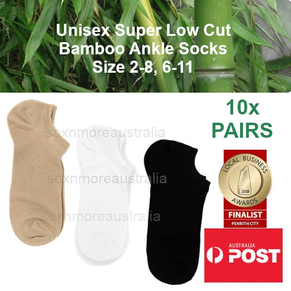 Unisex Adult's Basic Super Low Cut Bamboo Ankle Socks 10x PAIRS