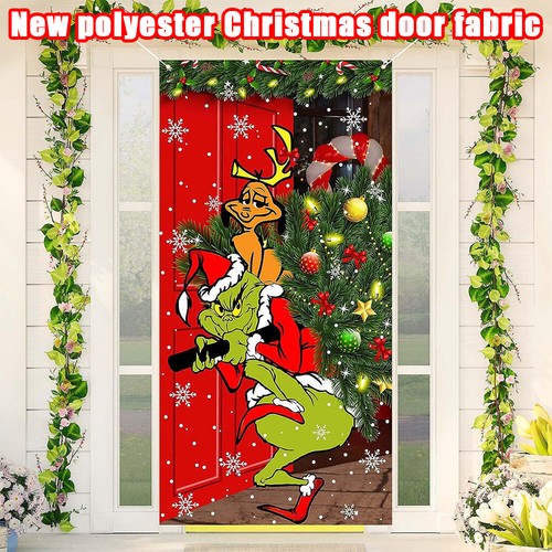 Frohe Weihnachten Grinch Weihnachten Türabdeckung Dekorationen Banner Grinch DE - Bild 2 von 11